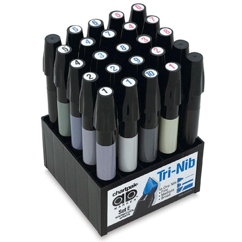 CHARTPAK- Set E de marcadores con 25 piezas colores grises