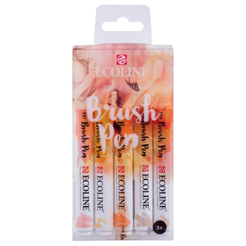 ECOLINE - Estuche brush pen 5 colores beige rosa n°9911