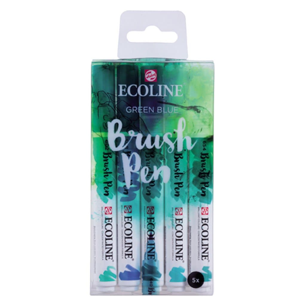 ECOLINE - Estuche brush pen 5 colores verde azul n¬∞9909