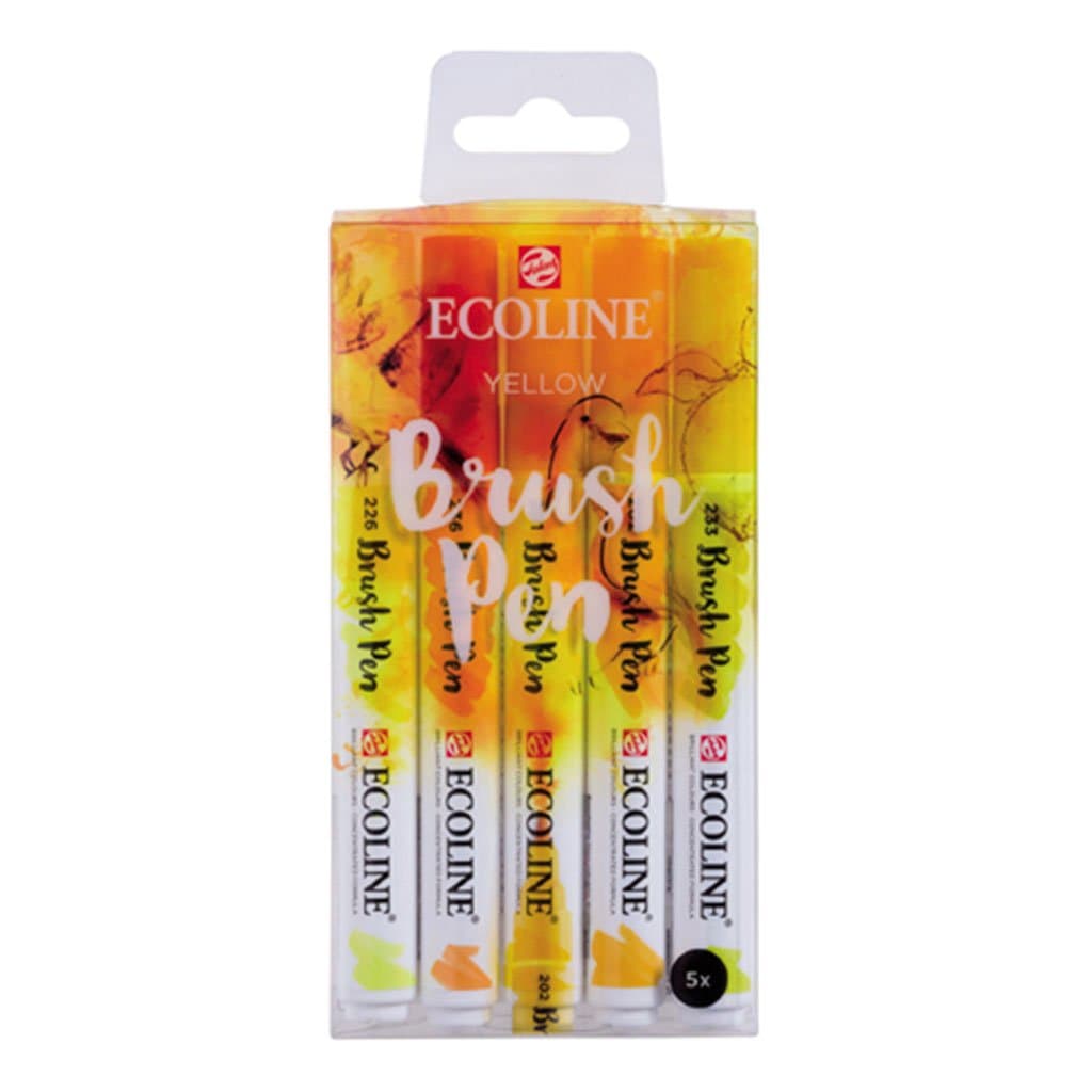 ECOLINE - Estuche brush pen 5 colores amarillo n¬∞9902