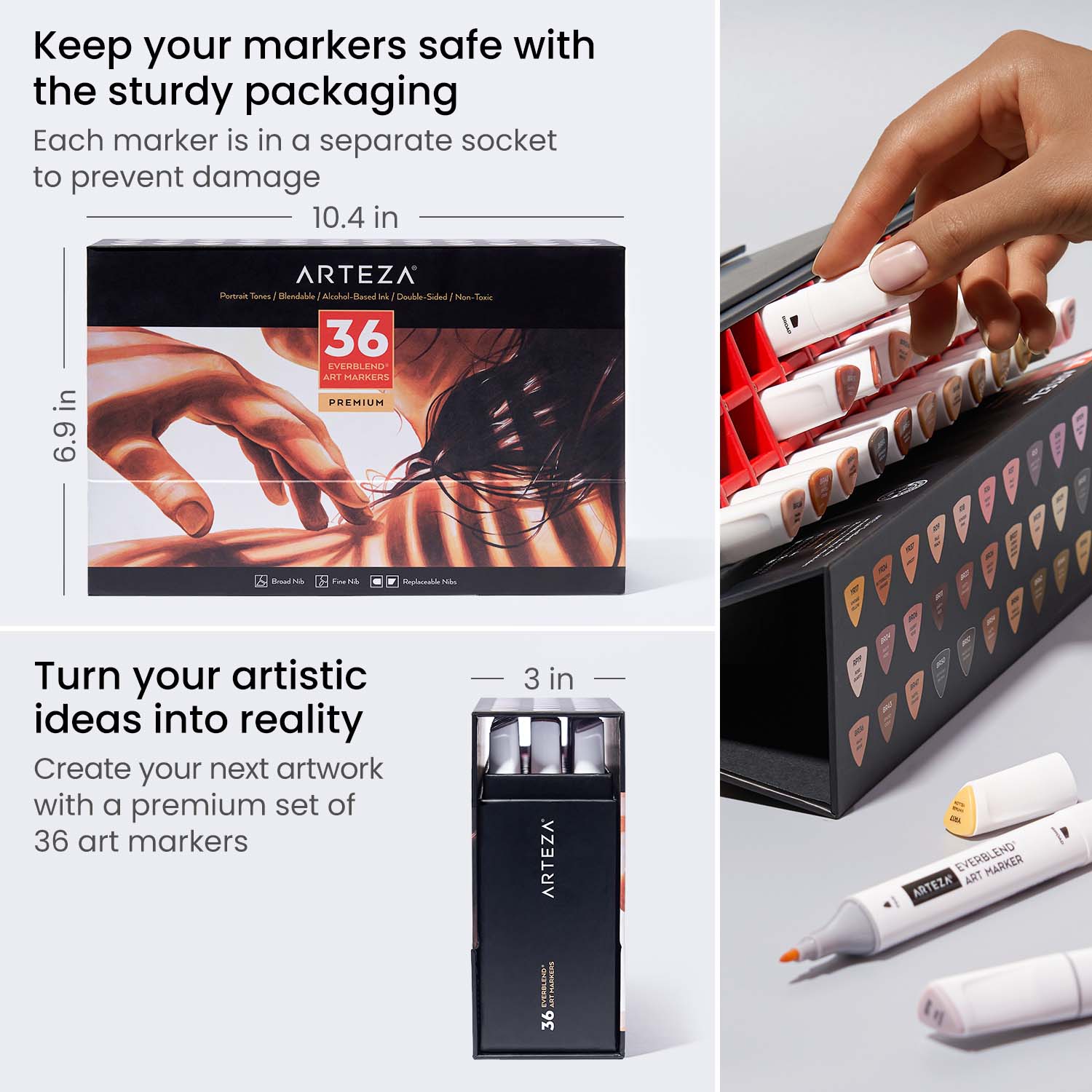 36 Rotulador Marcador Doble Punta Tono Piel Everblend Arteza