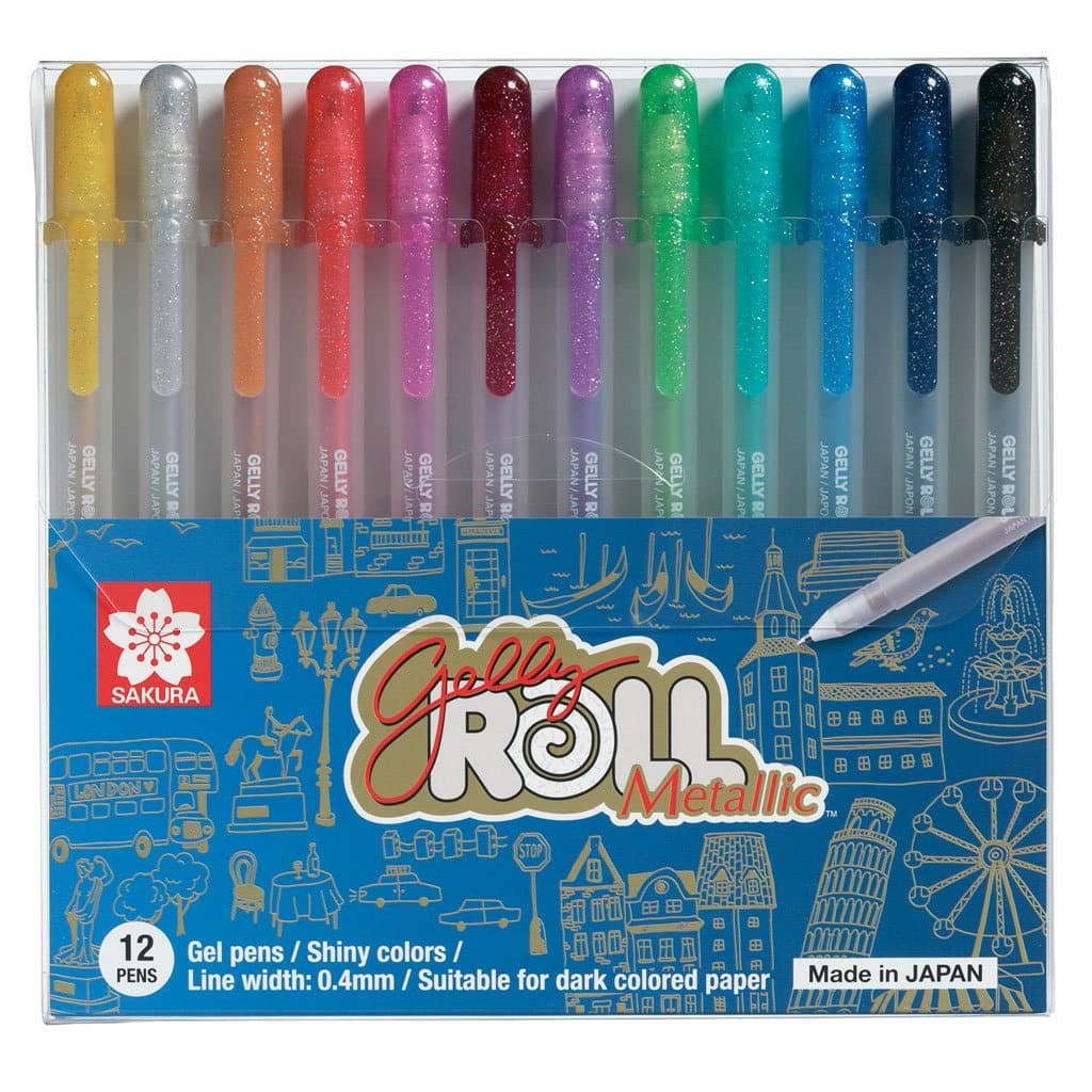 GELLY ROLL - Set con 12 plumas de gel metálicas