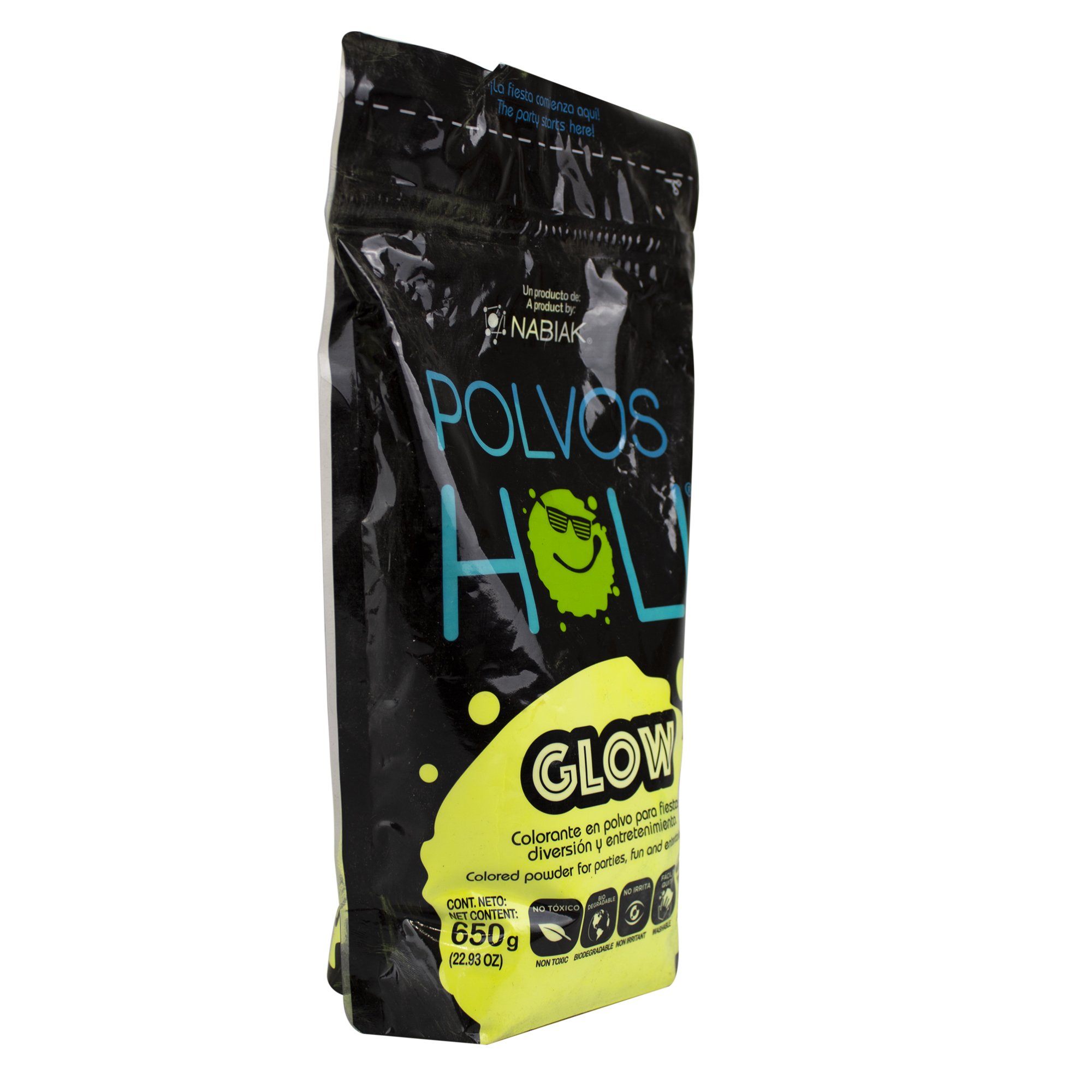 Polvos Holi Glow Amarillo Fluorescente Maxibolsa 650gr - MarchanteMX