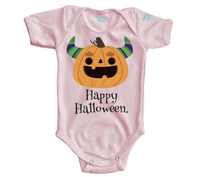 Body Bebé Happy Halloween Calabaza Cuernos - MarchanteMX