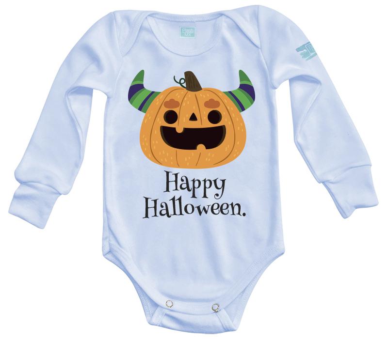 Body Bebé Happy Halloween Calabaza Cuernos - MarchanteMX