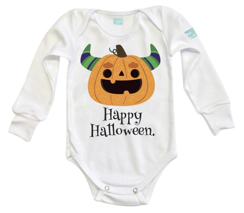Body Bebé Happy Halloween Calabaza Cuernos - MarchanteMX