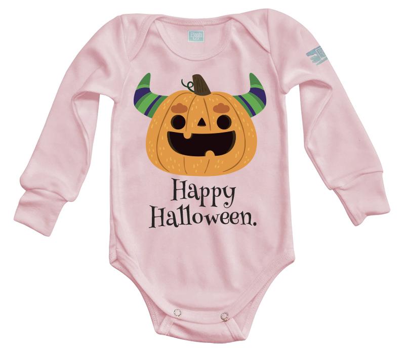 Body Bebé Happy Halloween Calabaza Cuernos - MarchanteMX