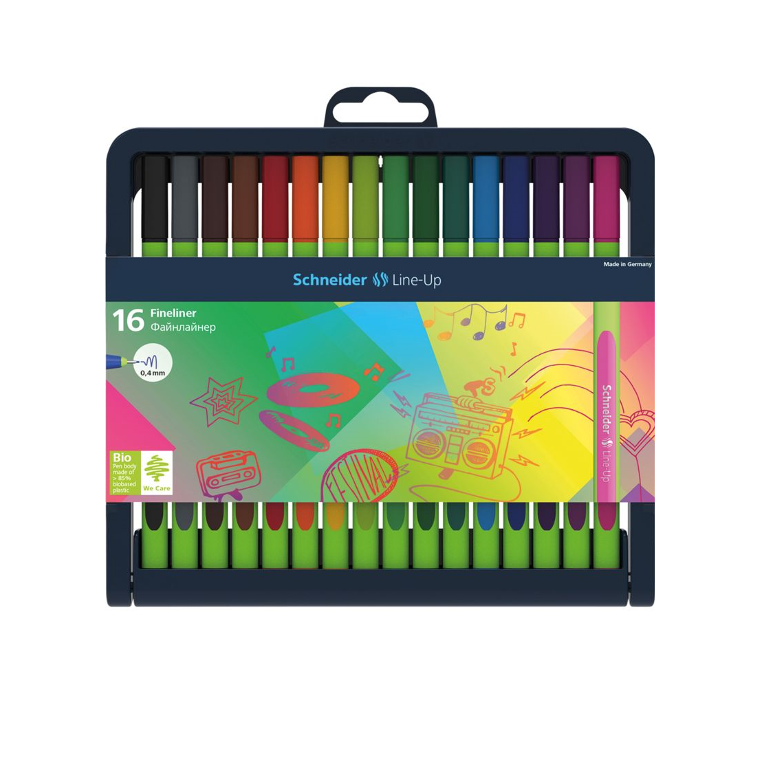 SCHNEIDER - ESTUCHE CON 16 ESTILÓGRAFOS PUNTA FINA - LINE-UP