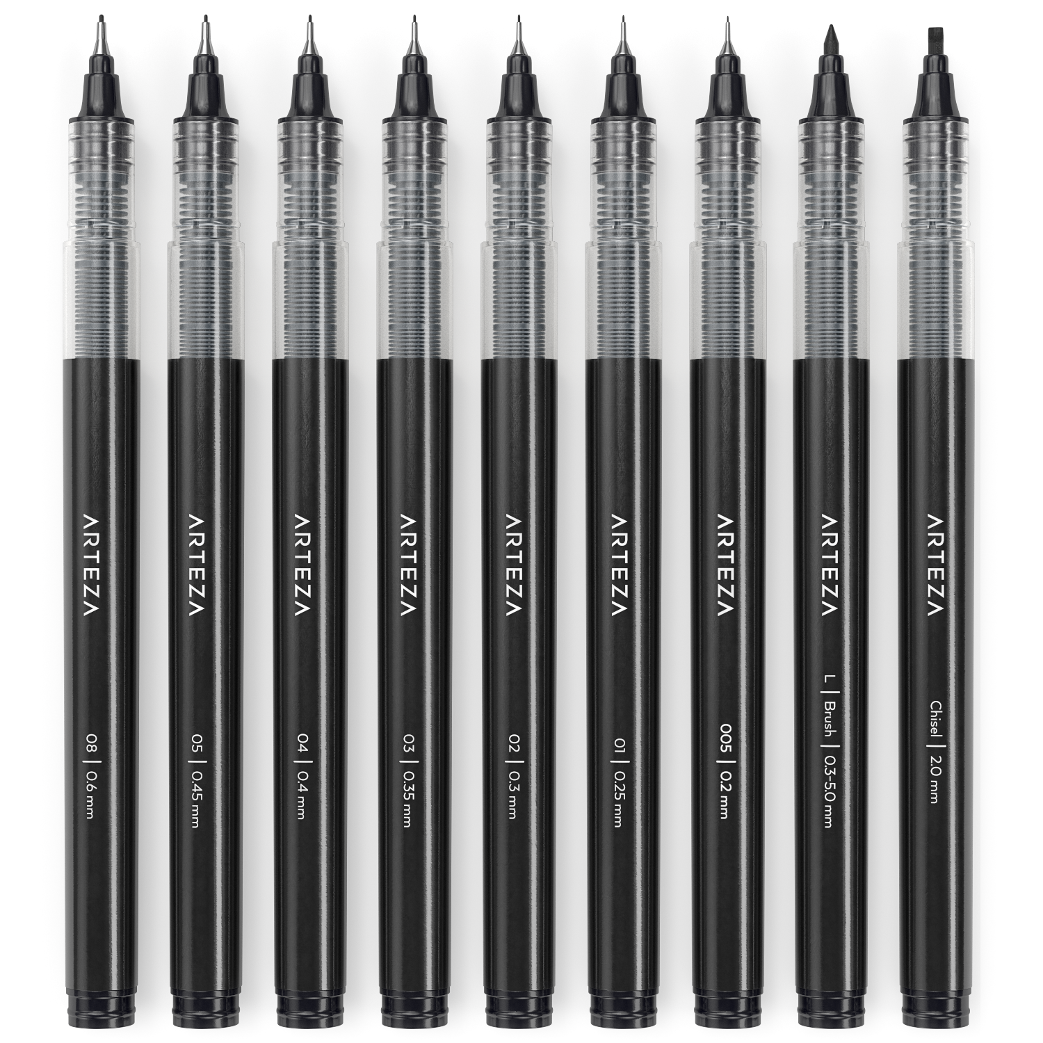 Set 9 Estilógrafos Rotulador Negro 9 Puntas Micron Arteza