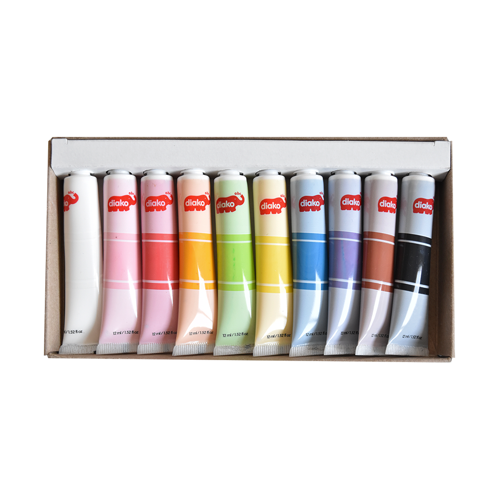 Set 10 Pinturas Acrílicas Diako 12 Ml Colores Intensos