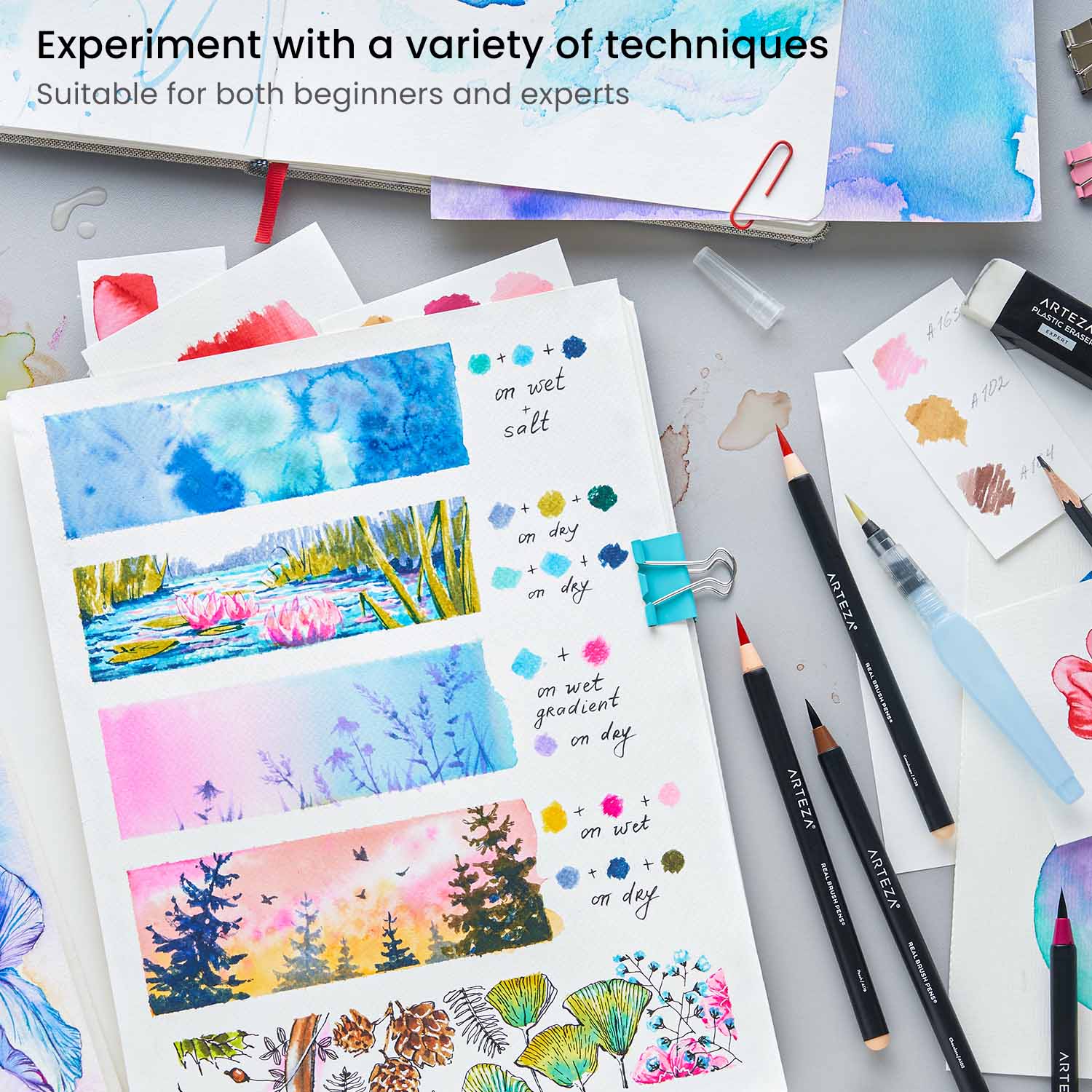 Set 12 Brush Pen Pasteles Dibujo Plumón Punta Pincel Arteza