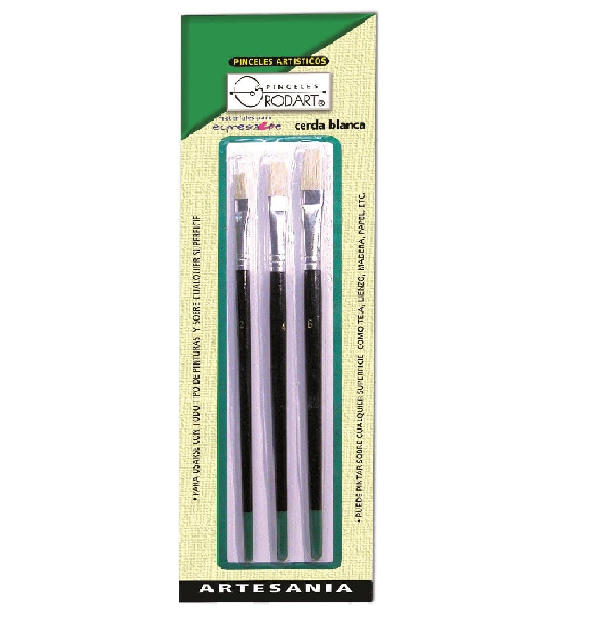 RODART - Juego de 3 pinceles artísticos s- verde