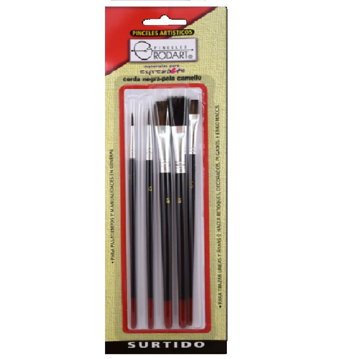 RODART - Juego de 5 pinceles artísticos s-rojo