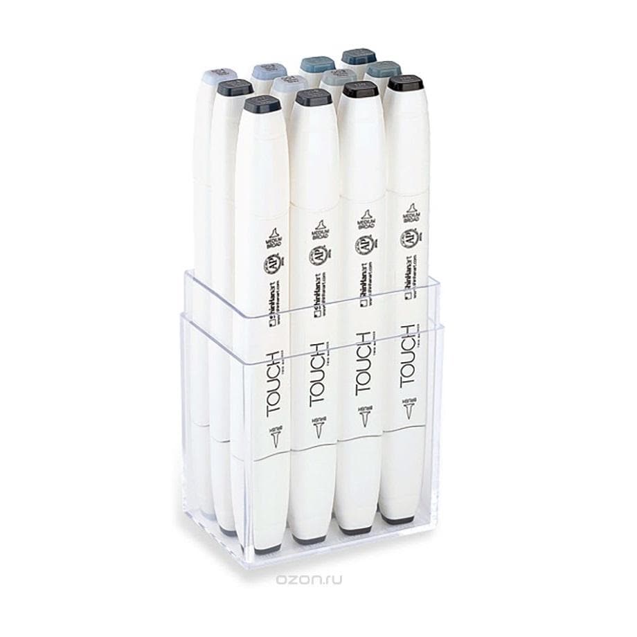 TOUCH - Set blue-green- grey  con 12 marcadores brush no. 11208