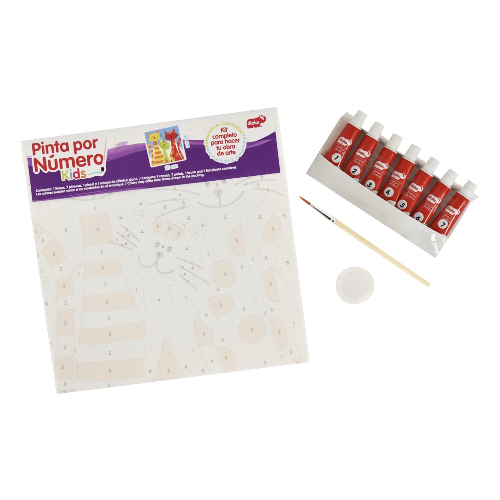 PINTA POR NÚMERO KIDS 21X21 TRES GATOS