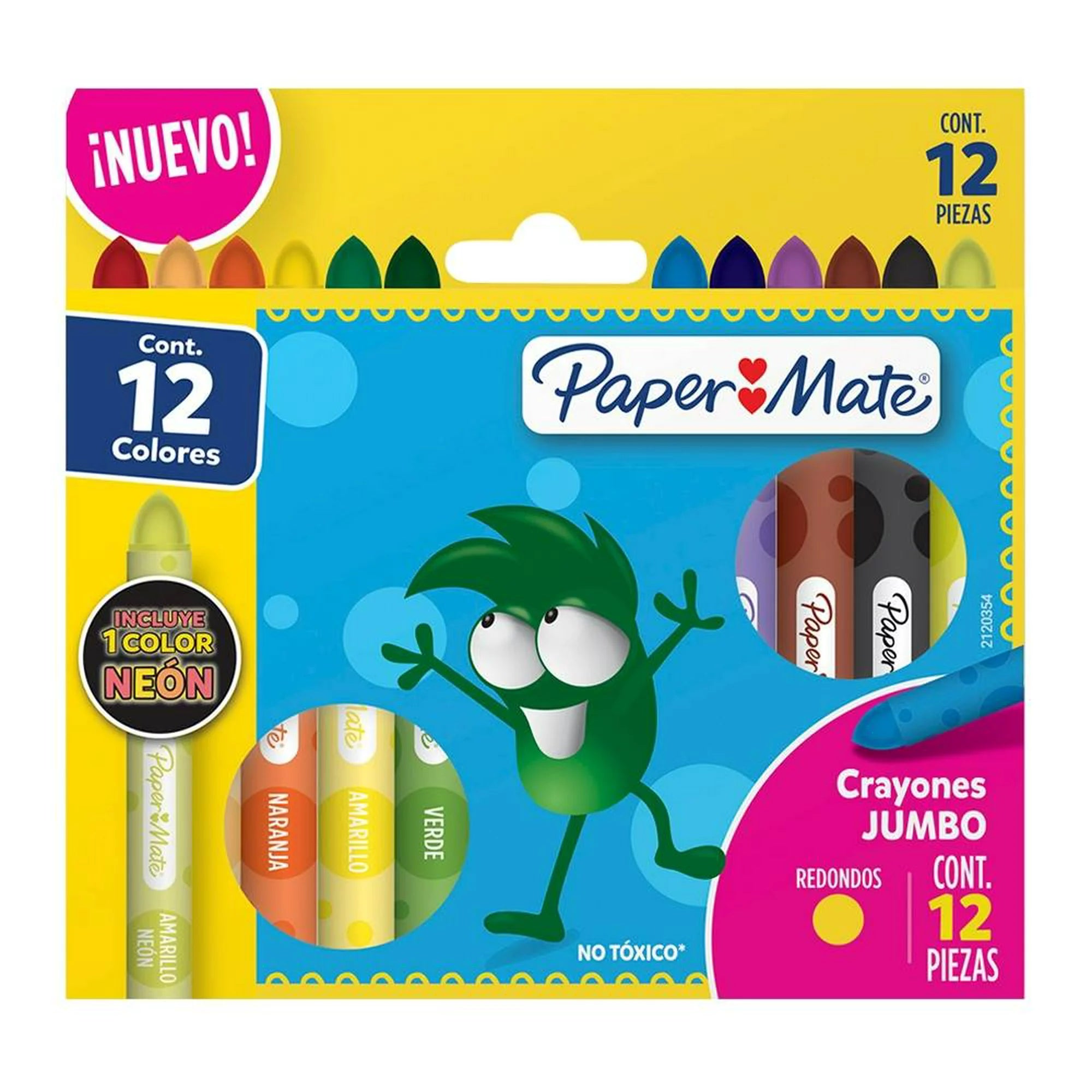 Crayones De Colores Paper Mate Jumbo Redondos 12 Piezas