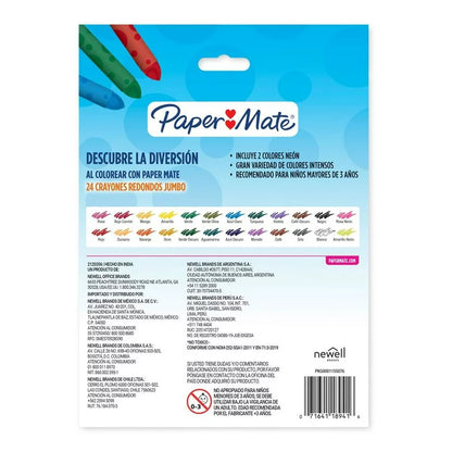 Crayones De Colores Jumbo Paper Mate Redondos 24 Piezas