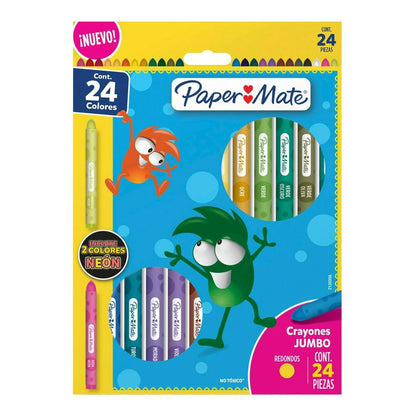 Crayones De Colores Jumbo Paper Mate Redondos 24 Piezas