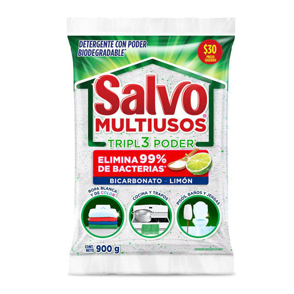 5 Pz Detergente Polvo Salvo Multiusos Facil Disolucion 900g