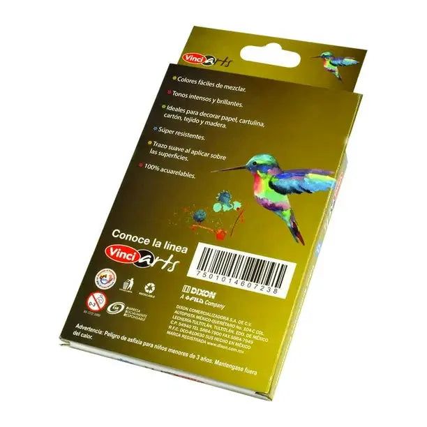 Acuarela Sólida En Cubo Vinci 11 Colores + Godete Pincel - Vinci - vista lateral