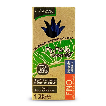Bolígrafos Plumas Azor Pin Point Ecológico Fino 0.7mm 12 Piezas Elige Color