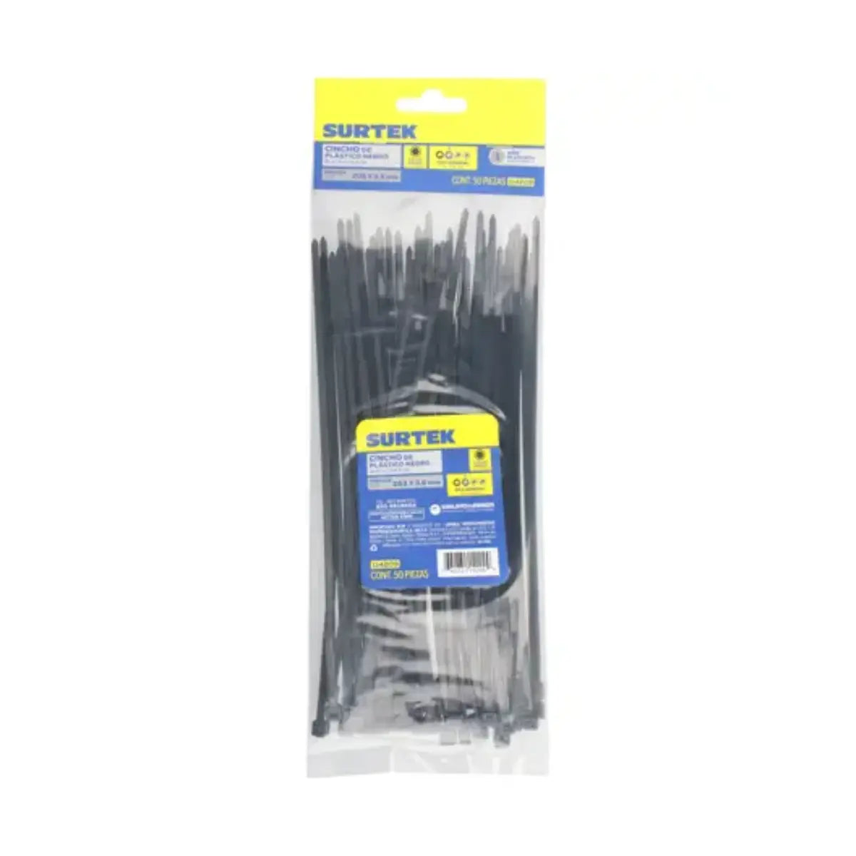 Cinchos Plásticos Surtek 203 x 3.6 mm Negro 50 Pz - Lock - detalle