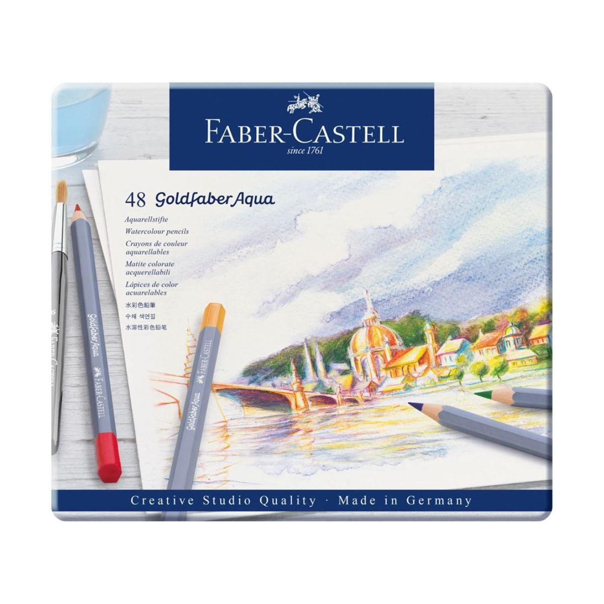 Lápices de Colores Acuarelables Faber Castell Profesional Goldfaber Aqua 48 Pz - MarchanteMX