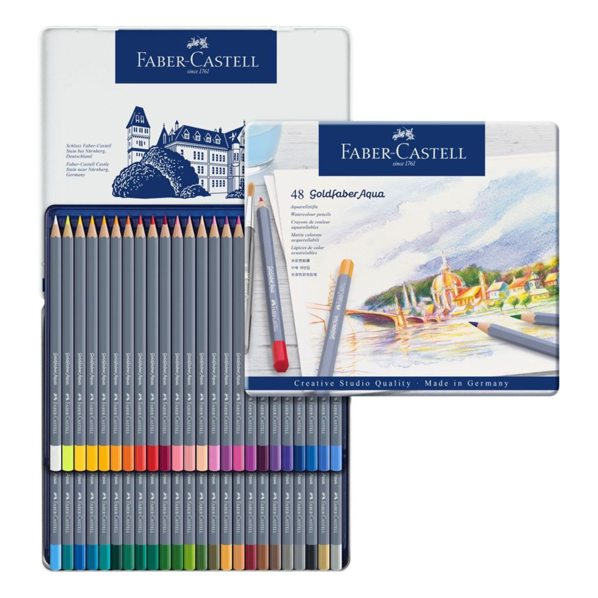 Lápices de Colores Acuarelables Faber Castell Profesional Goldfaber Aqua 48 Pz - MarchanteMX