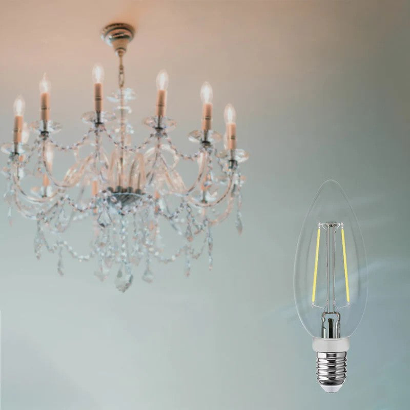 6 piezas Foco LED Aksi 2W Vela Filamentos Luz Cálida Base E12