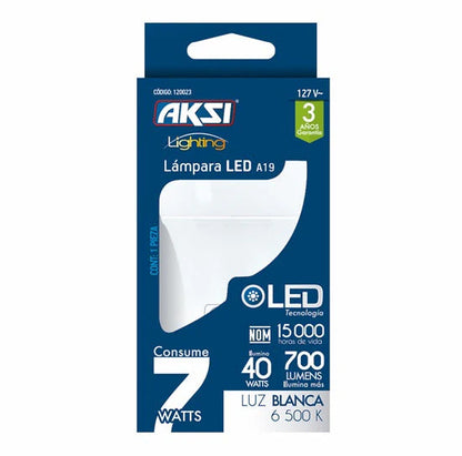 Foco LED A19 Aksi 7W Luz Blanca