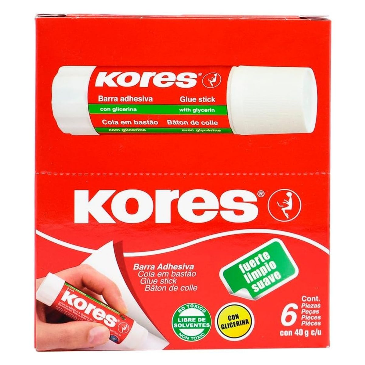 6 Lapices Adhesivos Kores Pegamento Barra No Toxico 40g C/u