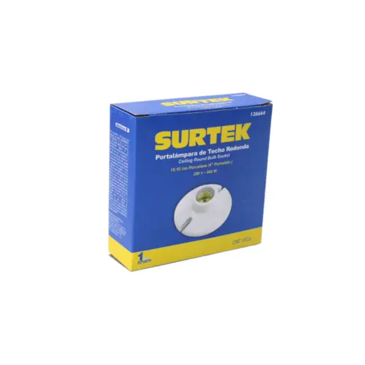 Portalámpara Redonda Porcelana Surtek Techo 4" Blanco