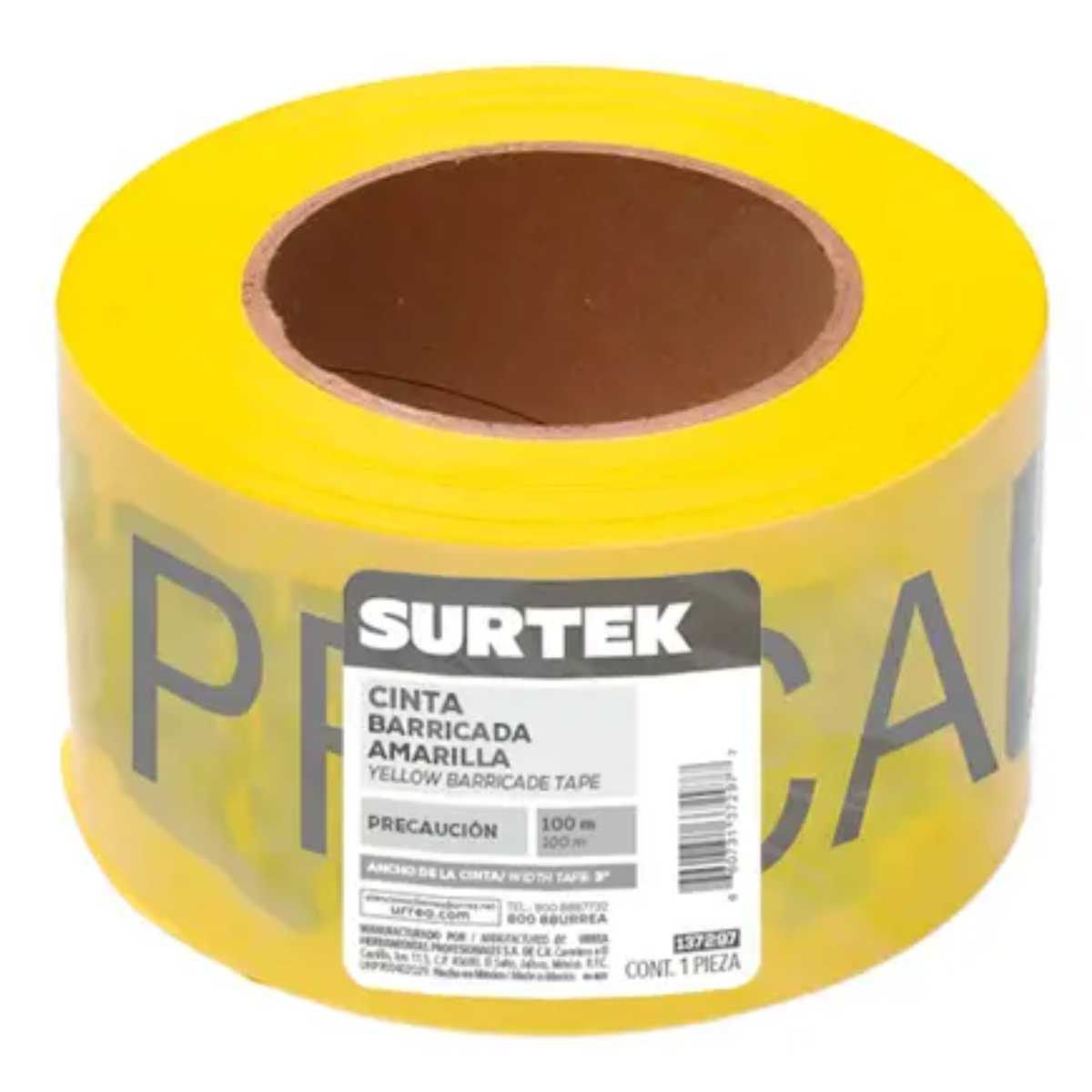 Cinta Barricada Precaución 100m Color Amarillo Surtek