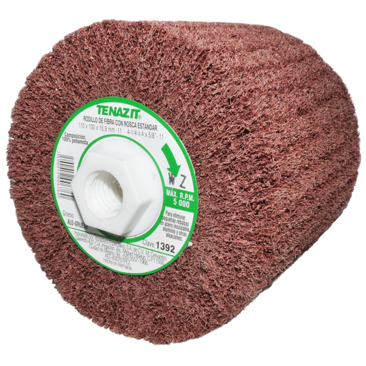 Rodillo Tenazit Fibra Oxido de Aluminio Grueso, 110 x 100 x 15.9-11 mm