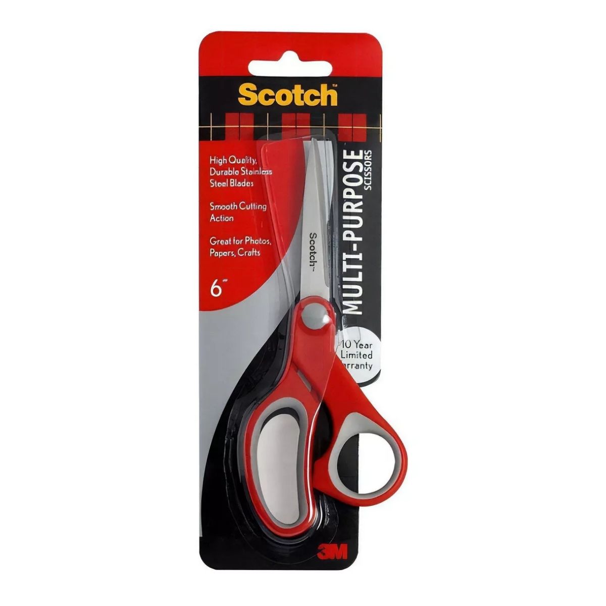 Tijeras Multiusos Scotch 3m 6 Pulgadas Acero Inoxidable Roja