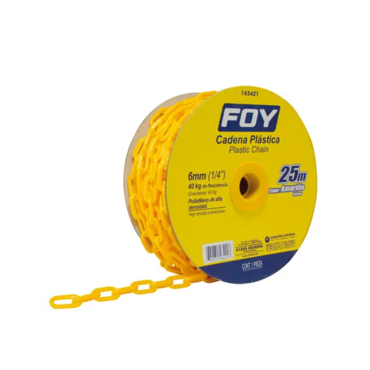 Cadena Plástica Foy Calibre 6 mm 25m amarillo