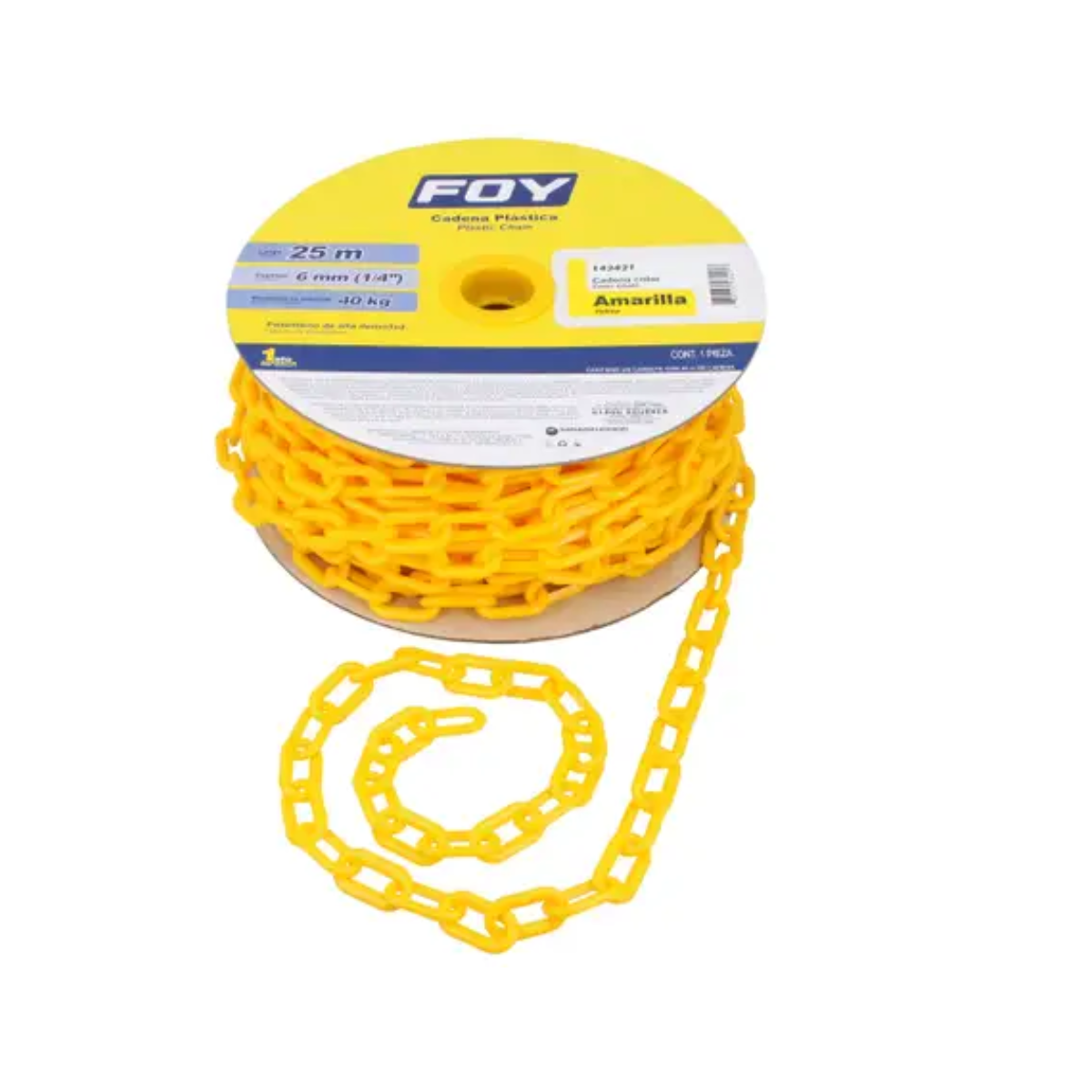 Cadena Plástica Foy Calibre 6 mm 25m amarillo