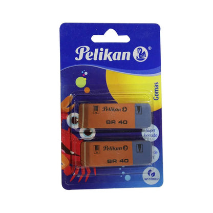 Gomas Borrador Caucho Bicolor Br40 Tinta Lápiz Pelikan 2 Piezas