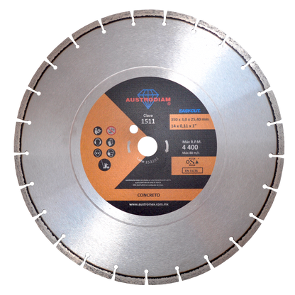 Disco Diamante Austrodiam 14 PLG Corte Concreto Curado Austromex