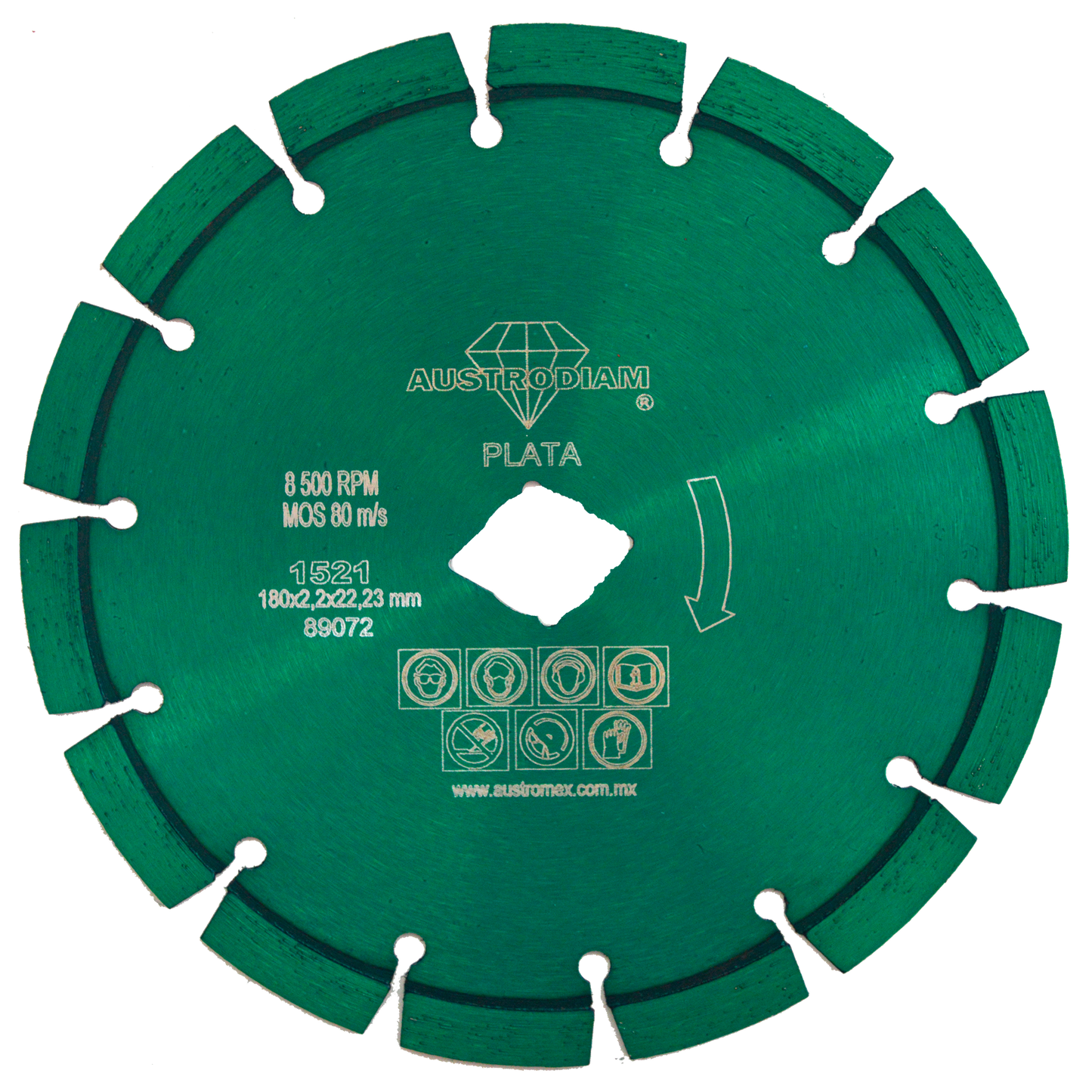 Disco Diamante Austrodiam 1521 Segmentado Granito 180mm Austromex