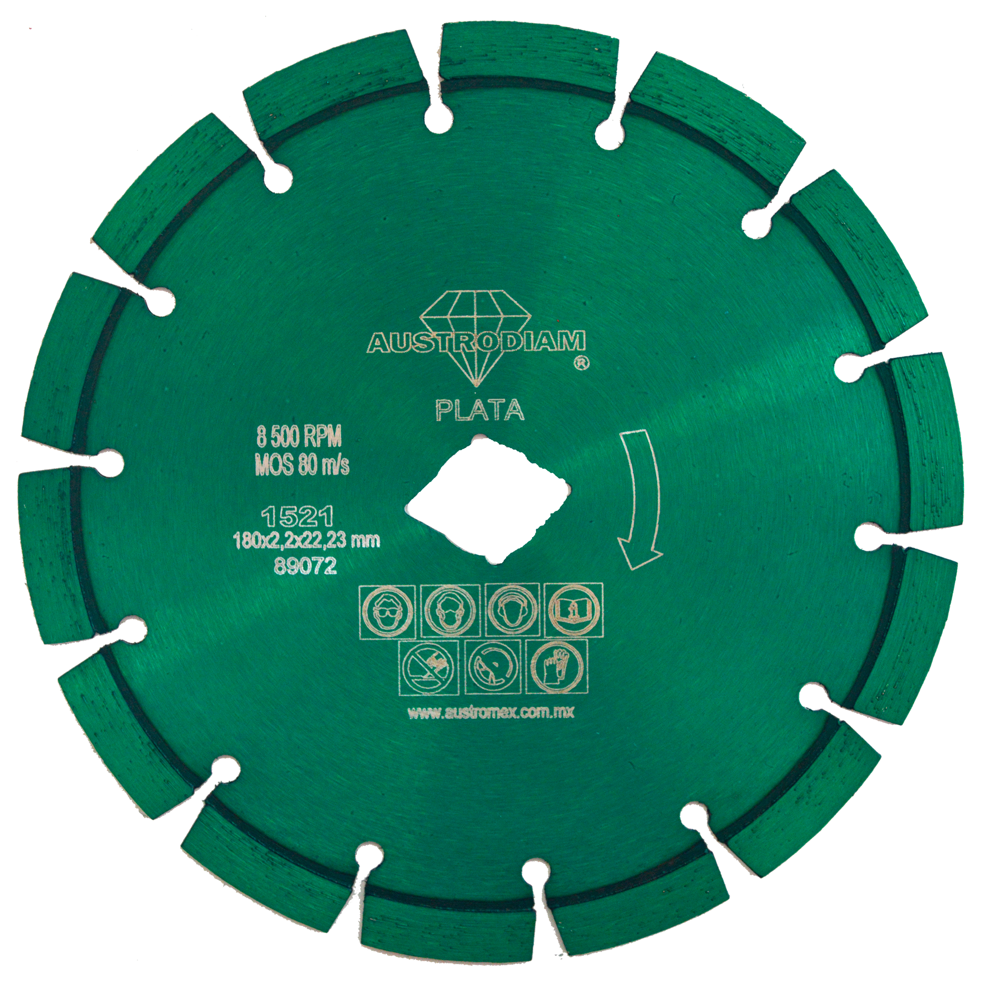 Disco Diamante Austrodiam 1521 Segmentado Granito 180mm Austromex