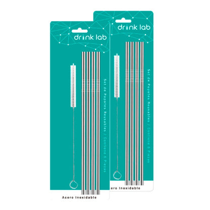 Popotes Ecológicos Acero Inoxidable Reusable Recto 4 Piezas