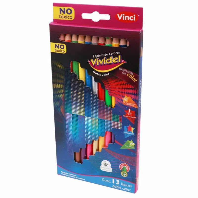 Lapices Dobles de Color 26 Colores Vinci Vividel 4mm 13 Piezas