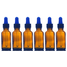 6 Frasco Botella Tapa Gotero Hermetico Vidrio 30 Ml Ambar Color Azul