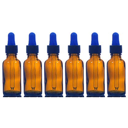 6 Frasco Botella Tapa Gotero Hermetico Vidrio 30 Ml Ambar Color Azul