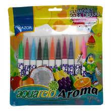 Plumones Azor Aquarelo Aroma Lavables Base Agua 12 Piezas