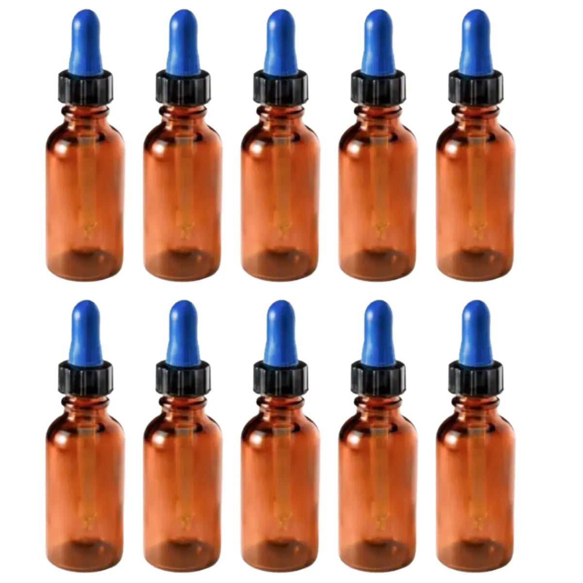 10 Frasco Botella Tapa Gotero Hermetico Vidrio 30 Ml Ambar Elegir Color Azul - Coveme