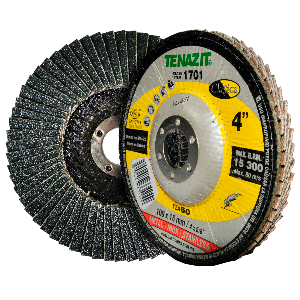 5pz Disco Laminado Esmerilado Tenazit 1701 G60 100x15.9mm