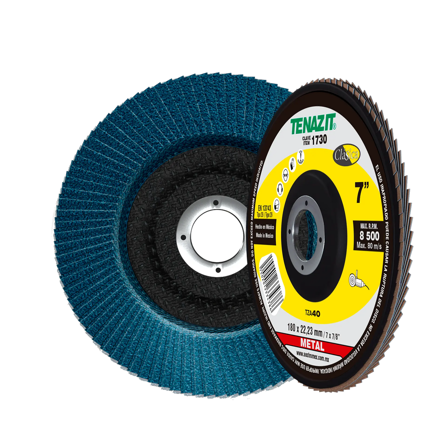 Pack 10 Pzs Disco Laminado 1730 7x7/8 G-40 Zirconio Tenazit (OPORTUNIDAD) - Austrodiam