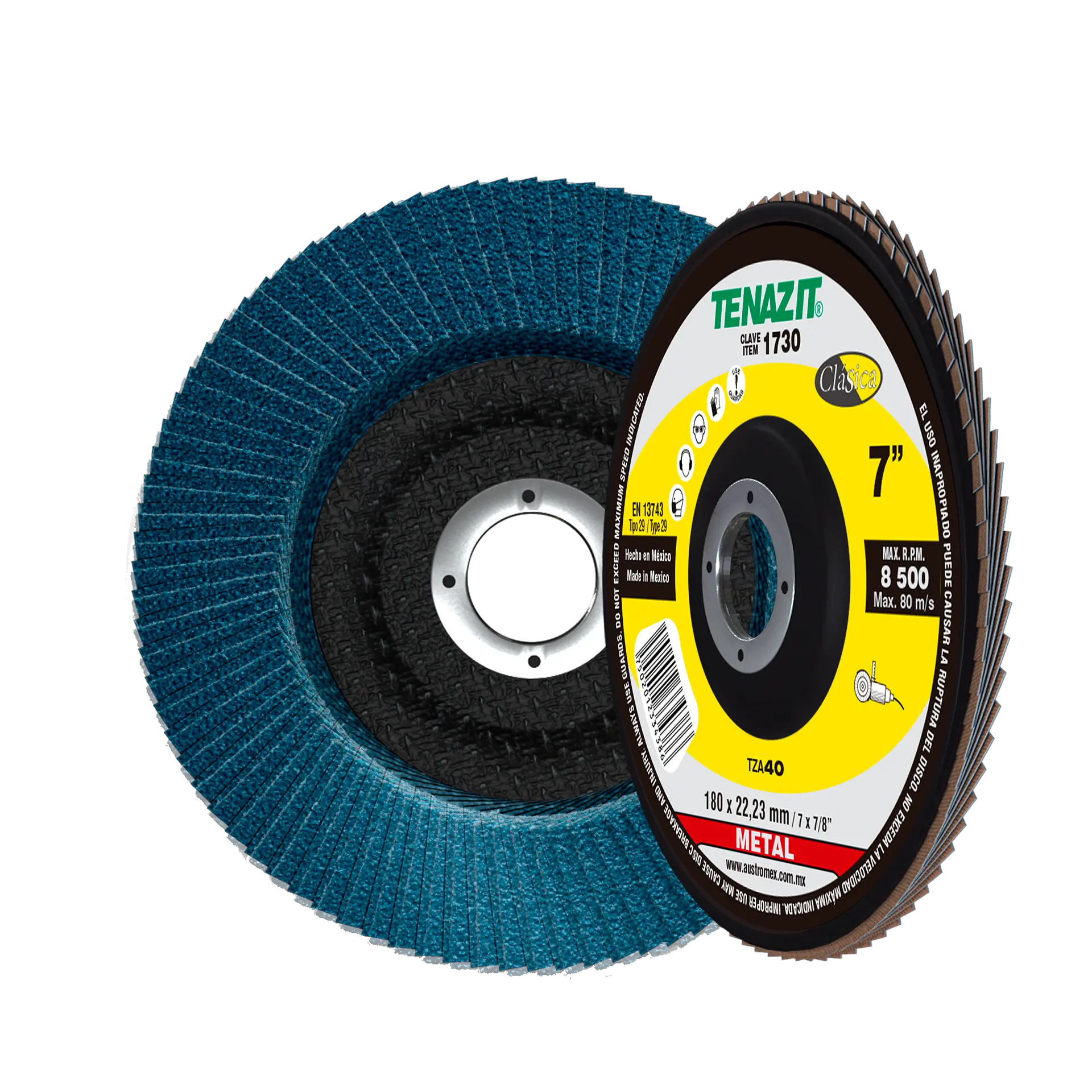 Pack 10 Pzs Disco Laminado 1730 7x7/8 G-40 Zirconio Tenazit (OPORTUNIDAD) - Austrodiam